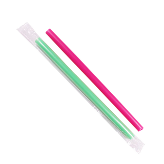 C9060s 9'' Boba Straws (10mm) Poly Wrapped - Mixed Colors - 1,600 ct