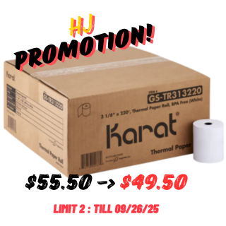 GS-TR313220 3 1/8"x220' Thermal Paper Rolls, White/50Roll